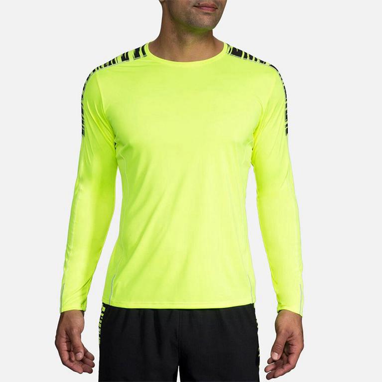 Brooks Nightlife Long Sleeve Running Shirt - Men's - Yellow (13798-EZMO)